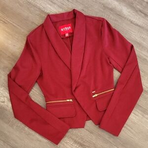 GUESS Burgundy Blazer with Gold Accents